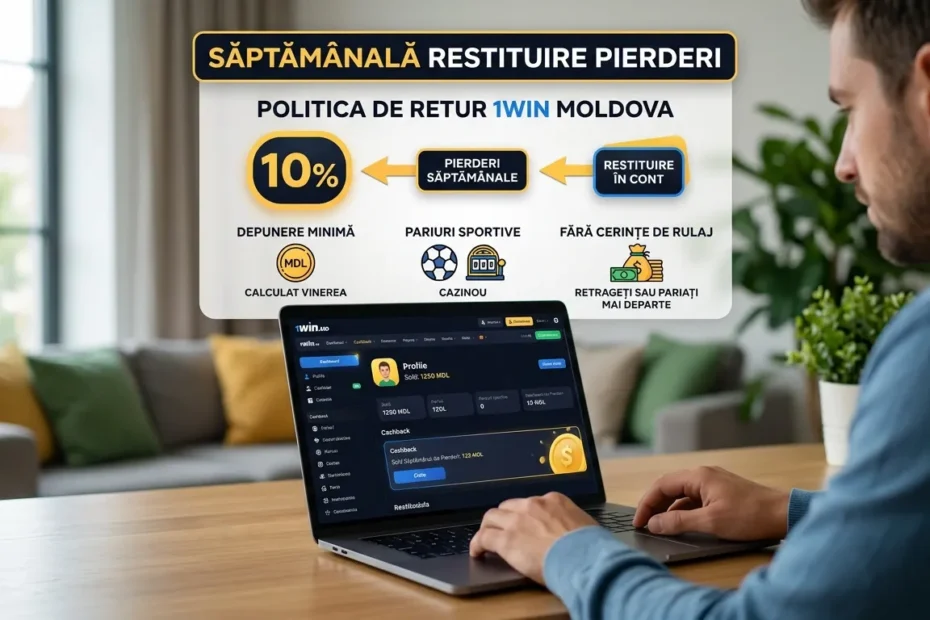 Understand the structure of 1Win Moldova's cashback system as well as details to help you calculate your cashback. Learn the criteria for receiving cashback, the thresholds at which cashback is distributed, and how to compute loss. Explore items included in the cashback system and the impact of player's status on loss and cashback earned.