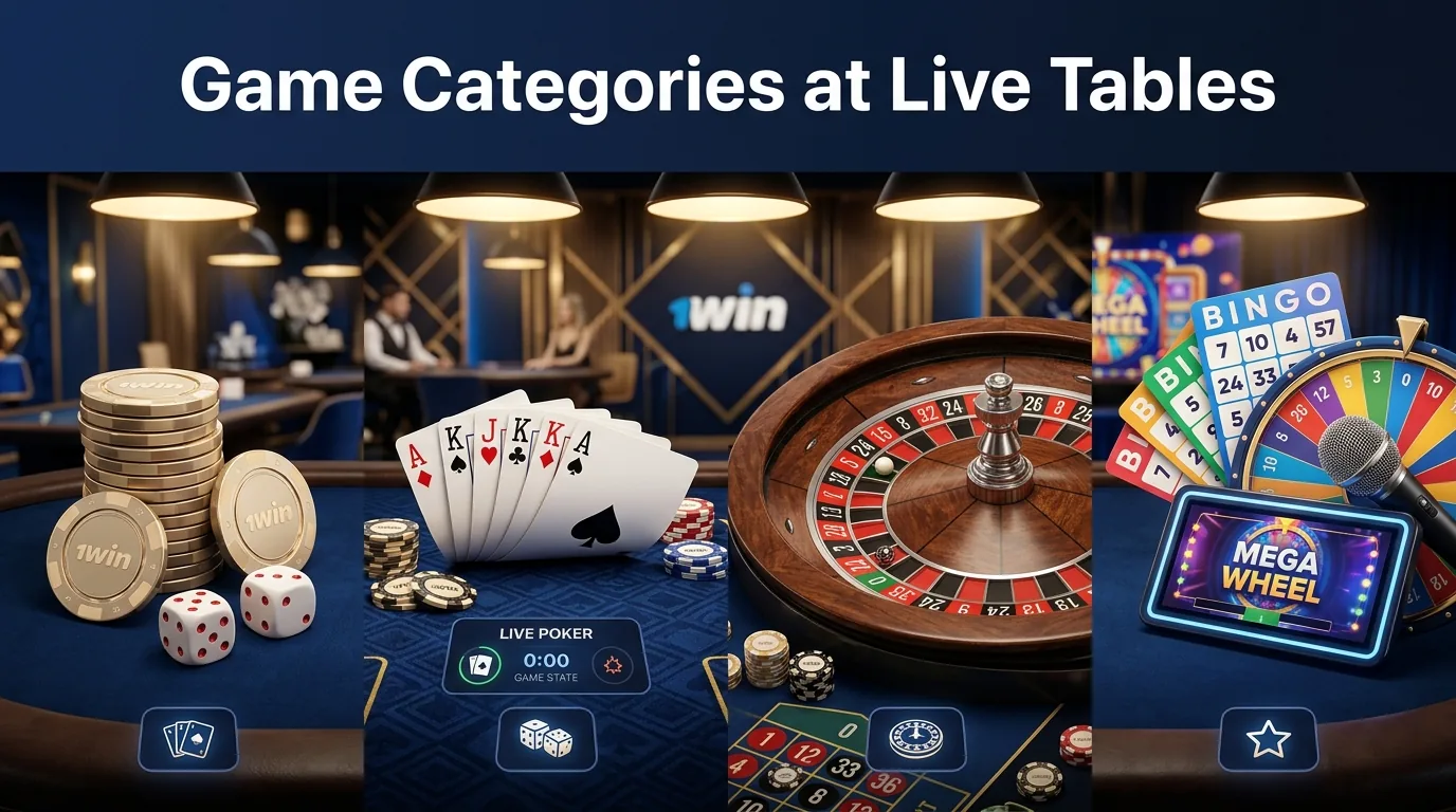 Game categories at 1Win Nigeria's live tables