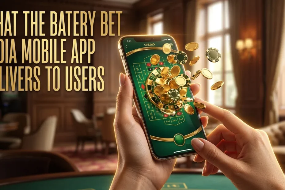 Hands holding a phone with a casino game; coins spilling out, highlighting mobile app features.
