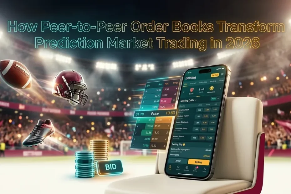 Digital order book with bids, prediction market trading.